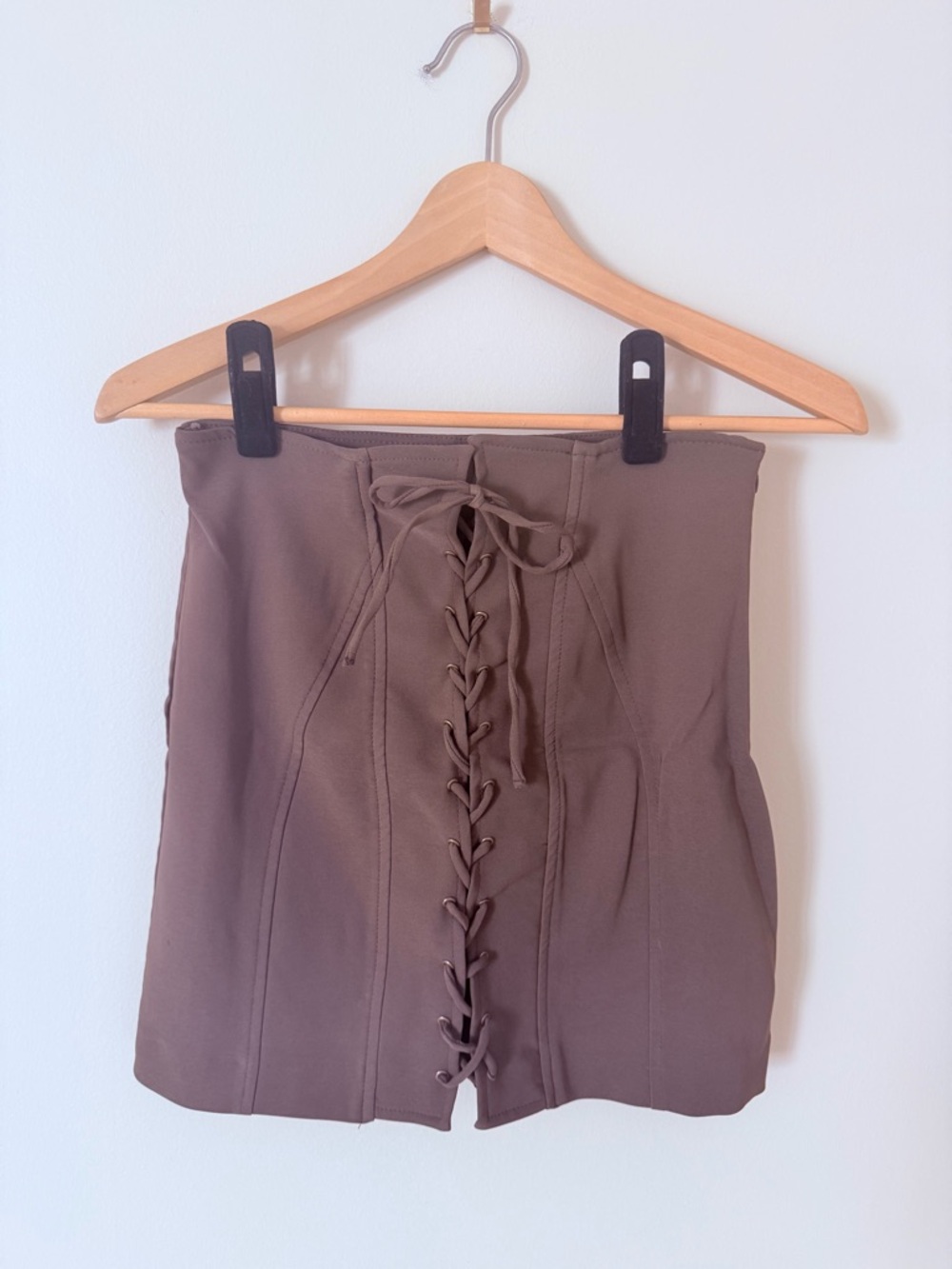 ZARA • Olive Green Lace-Up Mini Skirt